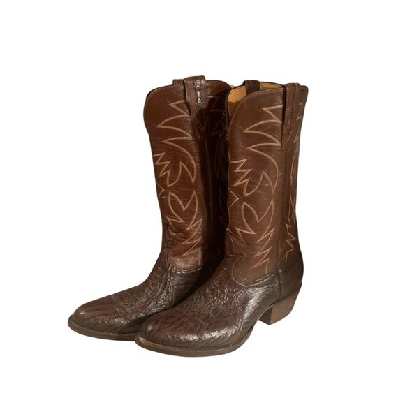 Mens Brown Leather Western Cowboy Boots - Picture 6 of 12